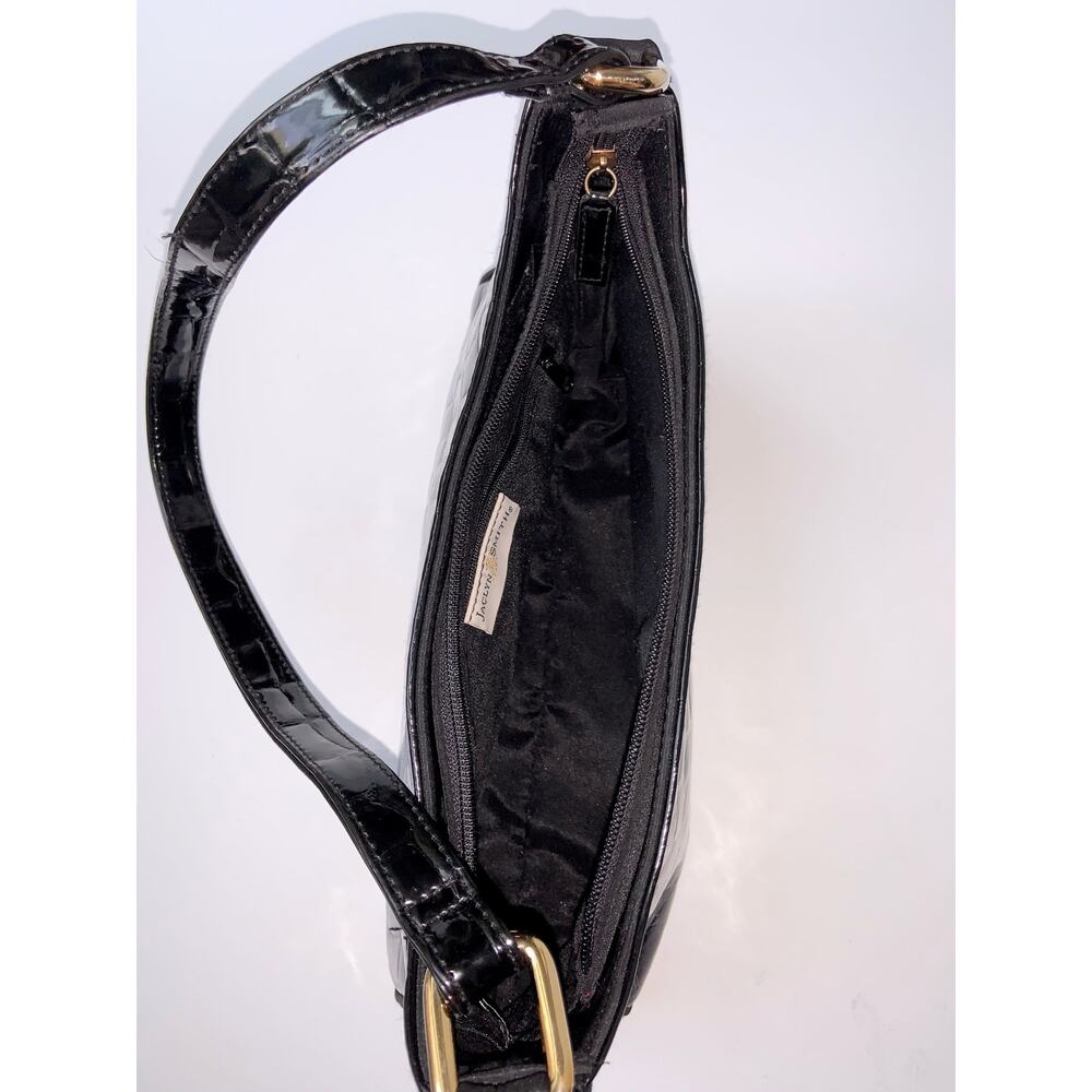 Vintage Jaclyn Smith Faux Crocodile Black Shoulder Bag Purse - Picture 9 of 12